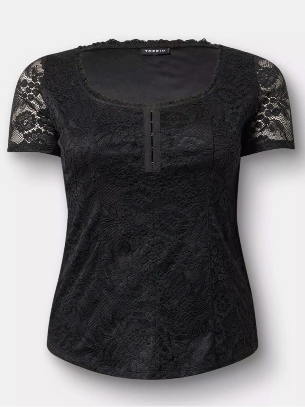 Torrid Black Lace Hook & Eye Corset Top Size 1 1X 14-16